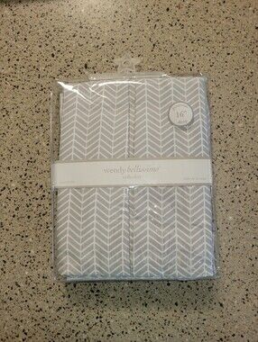 Wendy Bellissimo Gray White Chevron Crib Skirt 16" Drop Unisex Baby Nursery NEW